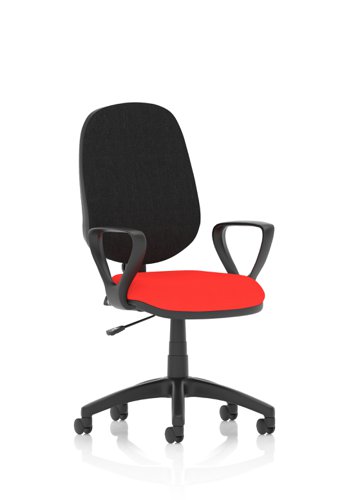 Eclipse I Lever Task Operator Chair Black Back Bespoke Seat With Loop Arms In Bergamot Cherry