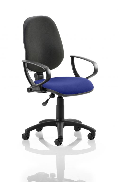 Eclipse I Lever Task Operator Chair Black Back Bespoke Seat With Loop Arms In Admiral Blue