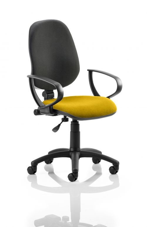 Eclipse I Lever Task Operator Chair Black Back Bespoke Seat With Loop Arms In Yellow