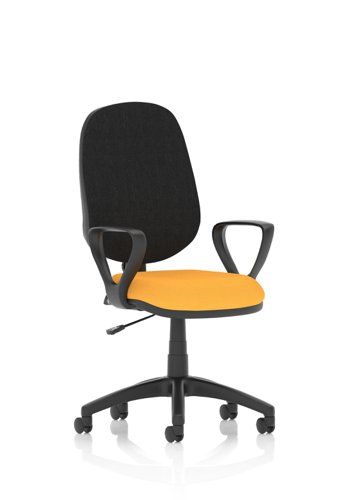 Eclipse I Lever Task Operator Chair Black Back Bespoke Seat With Loop Arms In Yellow