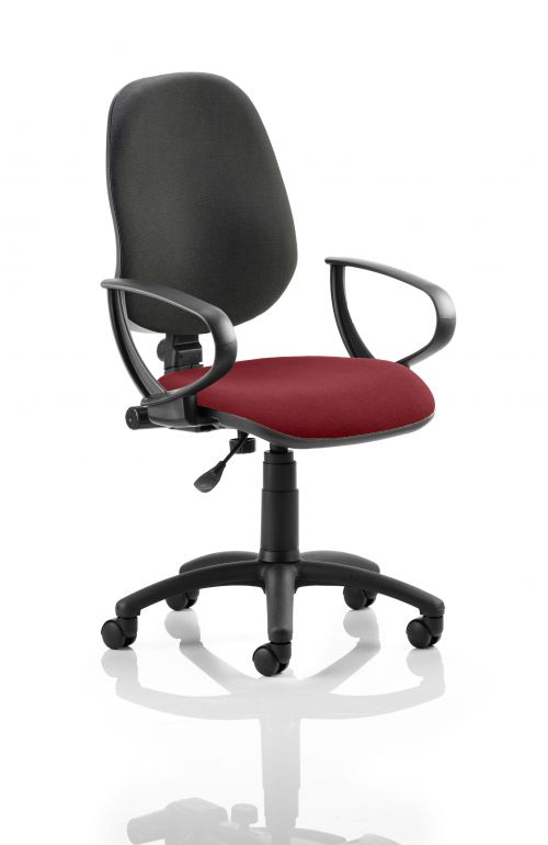 Eclipse I Lever Task Operator Chair Black Back Bespoke Seat With Loop Arms In Ginseng Chilli