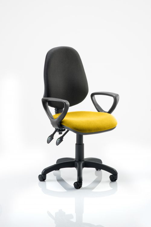 Eclipse II Lever Task Operator Chair Black Back Bespoke Seat With Loop Arms In Yellow