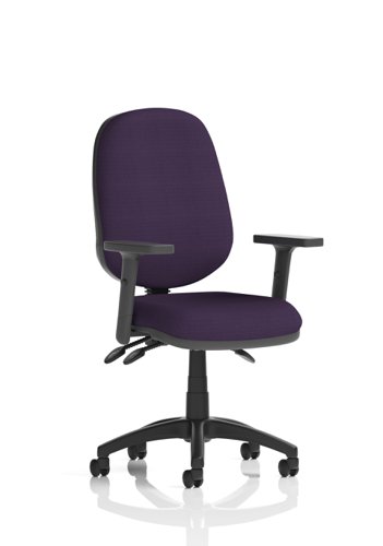 Eclipse III Lever Task Operator Chair Bespoke With Height Adjustable Arms In Purple