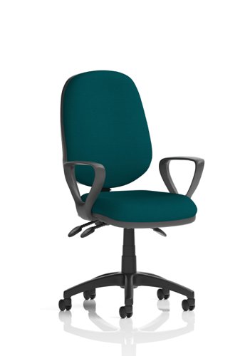 Eclipse III Lever Task Operator Chair Bespoke With Loop Arms In Teal
