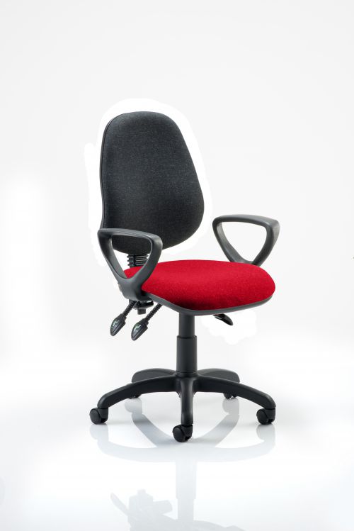 Eclipse III Lever Task Operator Chair Black Back Bespoke Seat With Loop Arms In Post Box Red