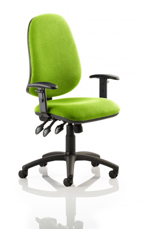 Eclipse XL Lever Task Operator Chair Bespoke With Height Adjustable Arms In Lime