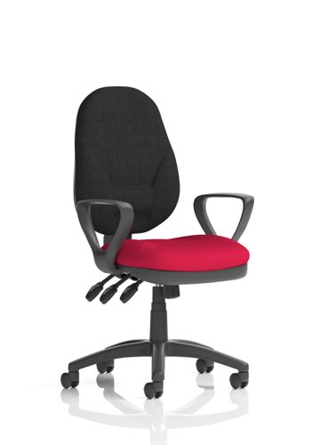 Eclipse Plus XL Lever Task Operator Chair Black Back Bespoke Seat With Loop Arms In Bergamot Cherry