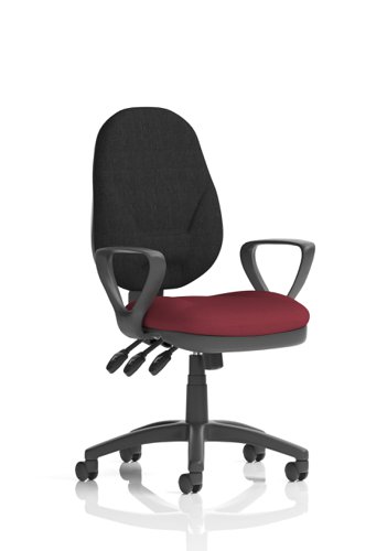 Eclipse Plus XL Lever Task Operator Chair Black Back Bespoke Seat With Loop Arms In Ginseng Chilli