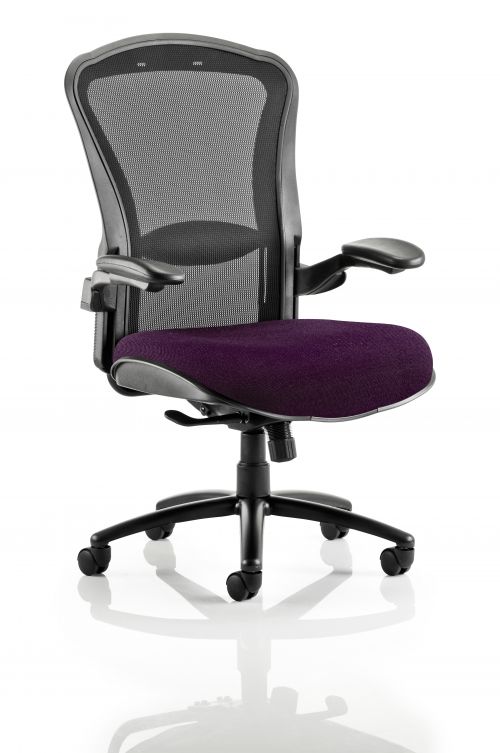 Houston Heavy Duty Task Operator Chair Black Mesh Back Bespoke Seat In Purple