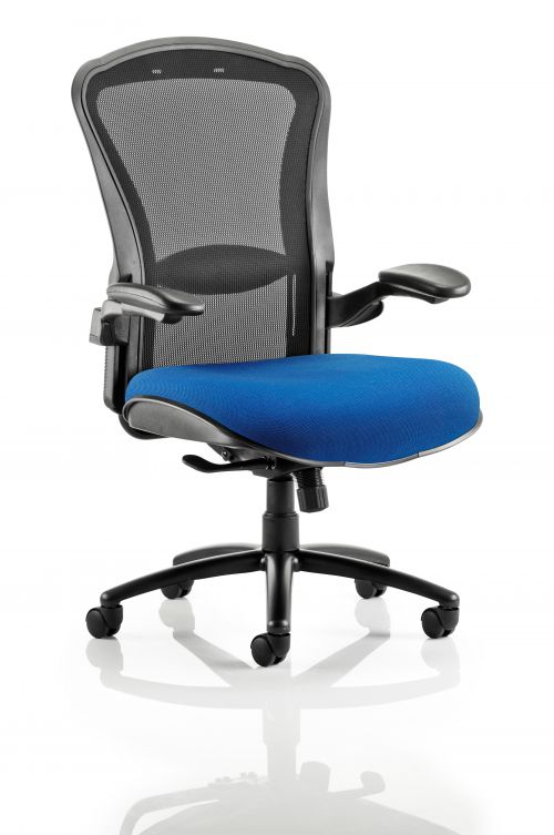 Houston Heavy Duty Task Operator Chair Black Mesh Back Bespoke Seat In Admiral Blue