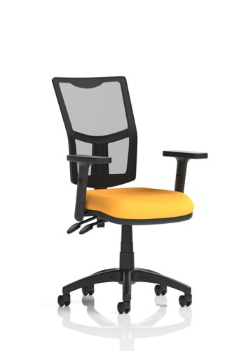 Eclipse Plus II Lever Task Operator Chair Mesh Back With Bespoke Colour Seat in Senna Yellow With Height Adjustable Arms
