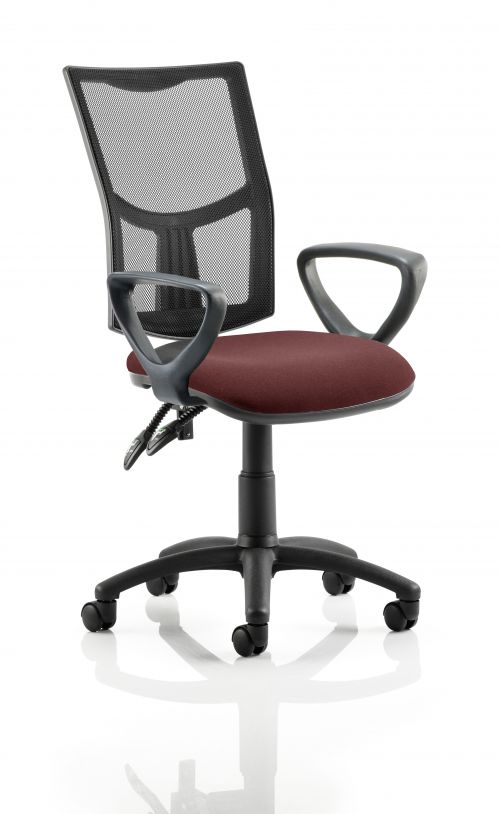 Eclipse II Lever Task Operator Chair Mesh Back With Bespoke Colour Seat With loop Arms in Ginseng Chilli | County Office Supplies