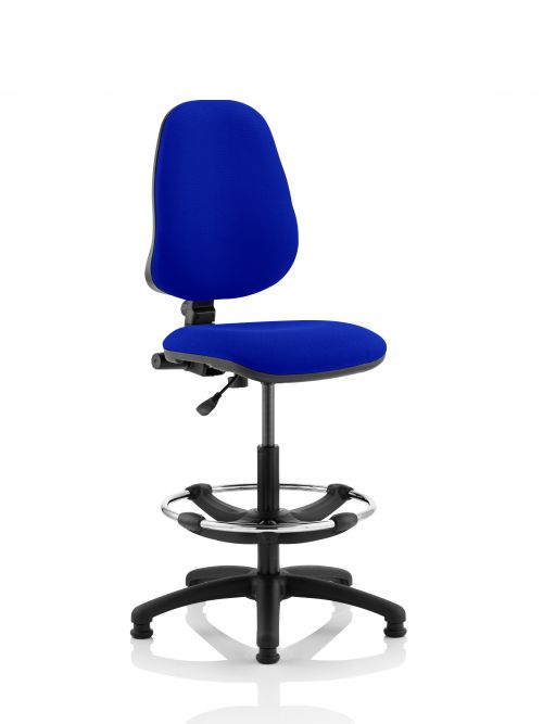 Eclipse I Lever Task Operator Chair Admiral Blue Fully Bespoke Colour With Hi Rise Draughtsman Kit