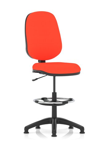 Eclipse Plus I Lever Task Operator Chair Tabasco Orange Fully Bespoke Colour With High Rise Draughtsman Kit
