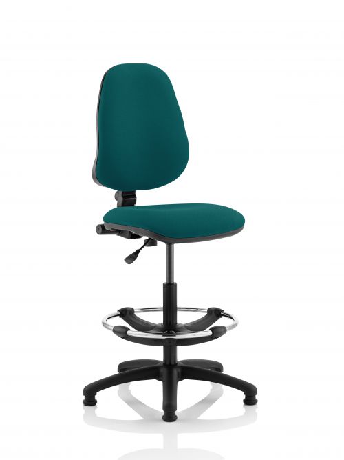 Eclipse I Lever Task Operator Chair Teal Fully Bespoke Colour With Hi Rise Draughtsman Kit