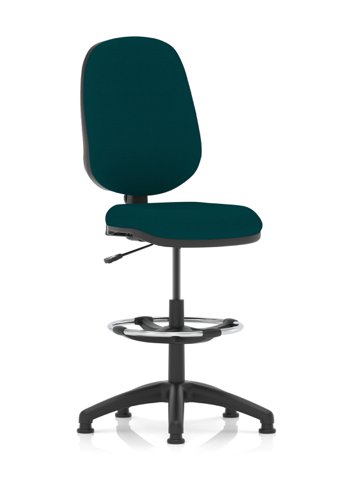 Eclipse Plus I Lever Task Operator Chair Maringa Teal Fully Bespoke Colour With High Rise Draughtsman Kit