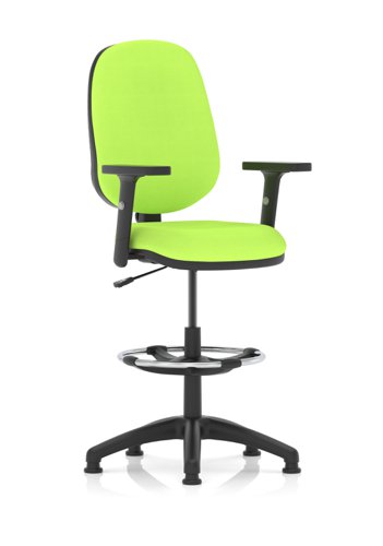 Eclipse Plus I Lever Task Operator Chair Myrrh Green Fully Bespoke Colour With Height Adjustable Arms with High Rise Draughtsman Kit
