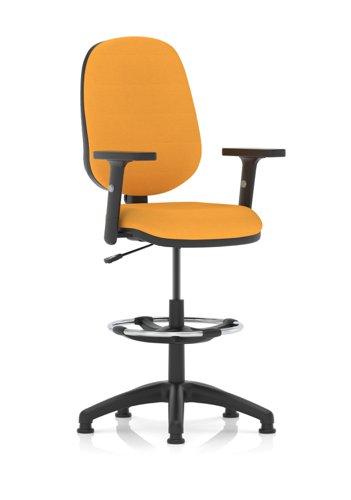 Eclipse Plus I Lever Task Operator Chair With High Rise Draughtsman Kit With Height Adjustable Arms Bespoke Colour Back And Seat Senna Yellow