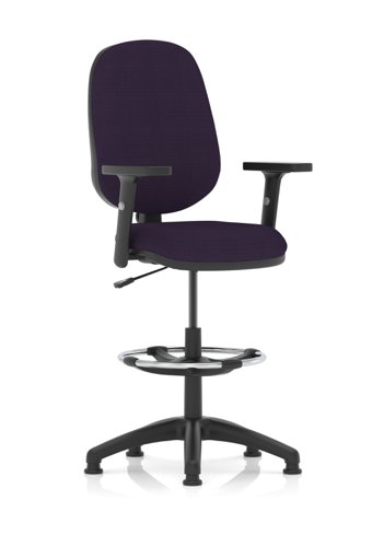Eclipse Plus I Lever Task Operator Chair Tansy Purple Fully Bespoke Colour With Height Adjustable Arms with High Rise Draughtsman Kit