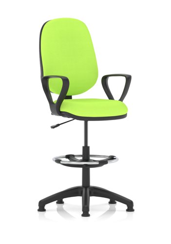 Eclipse Plus I Lever Task Operator Chair Myrrh Green Fully Bespoke Colour With Loop Arms with High Rise Draughtsman Kit