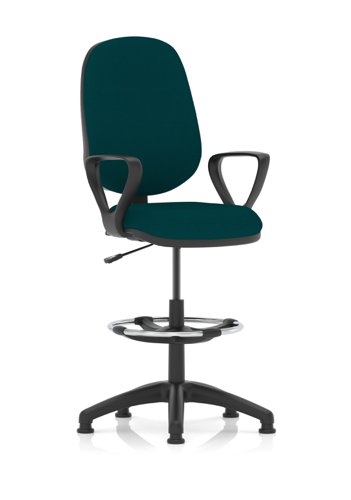 Eclipse Plus I Lever Task Operator Chair Maringa Teal Fully Bespoke Colour With Loop Arms with High Rise Draughtsman Kit