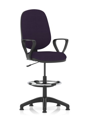 Eclipse Plus I Lever Task Operator Chair Tansy Purple Fully Bespoke Colour With Loop Arms with High Rise Draughtsman Kit