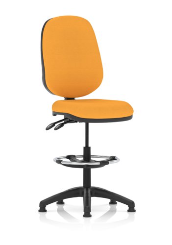 Eclipse Plus II Lever Task Operator Chair Senna Yellow Fully Bespoke Colour With High Rise Draughtsman Kit