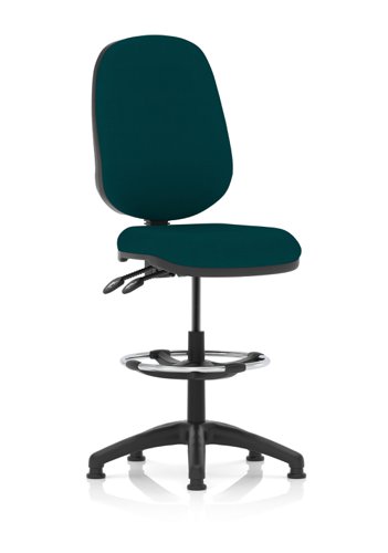 Eclipse Plus II Lever Task Operator Chair Maringa Teal Fully Bespoke Colour With High Rise Draughtsman Kit