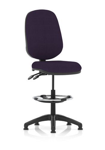 Eclipse Plus II Lever Task Operator Chair Tansy Purple Fully Bespoke Colour With High Rise Draughtsman Kit