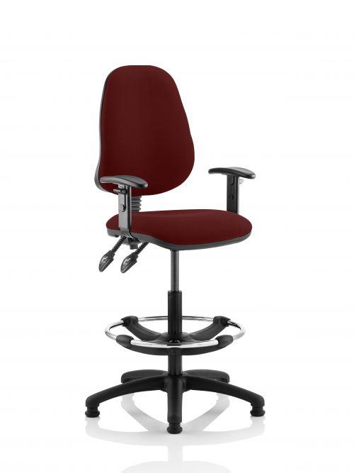 Eclipse II Lever Task Operator Chair Ginseng Chilli Fully Bespoke Colour With Height Adjustable Arms With Hi Rise Draughtsman Kit
