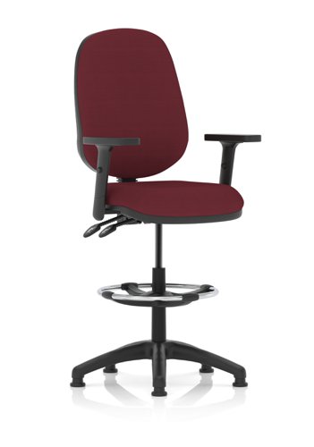 Eclipse Plus II Lever Task Operator Chair With High Rise Draughtsman Kit With Height Adjustable Arms Bespoke Colour Back And Seat Ginseng Chilli