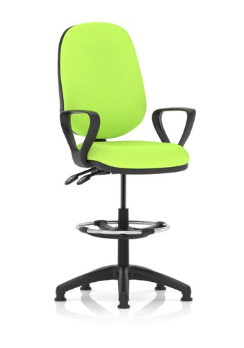 Eclipse Plus II Lever Task Operator Chair Myrrh Green Fully Bespoke Colour With Loop Arms With High Rise Draughtsman Kit