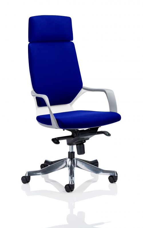 Xenon Executive White Shell High Back With Headrest Fully Bespoke Colour Admiral Blue