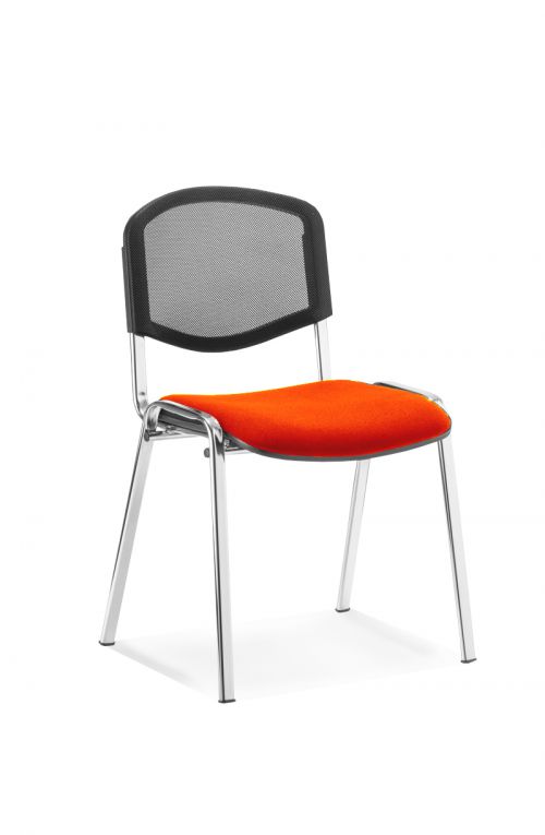 ISO Chrome Frame Mesh Back Bespoke Colour Fabric - (Min Order Qty X 4) Orange