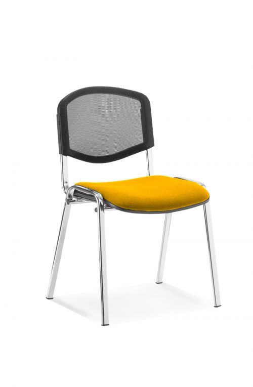 ISO Chrome Frame Mesh Back Bespoke Colour Fabric - (Min Order Qty X 4) Yellow