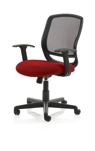 KCUP1262 Mave Task Operator Chair Black Mesh With Arms Bespoke Colour Seat Bergamot Cherry