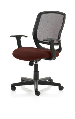 KCUP1263 Mave Task Operator Chair Black Mesh With Arms Bespoke Colour Seat Ginseng Chilli