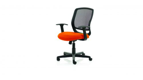 Mave Task Operator Chair Black Mesh With Arms Bespoke Colour Seat Orange