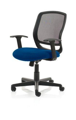 KCUP1267 Mave Task Operator Chair Black Mesh With Arms Bespoke Colour Seat Stevia Blue