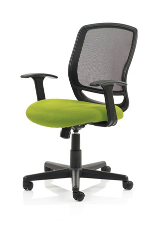 KCUP1269 Mave Task Operator Chair Black Mesh With Arms Bespoke Colour Seat Myrrh Green