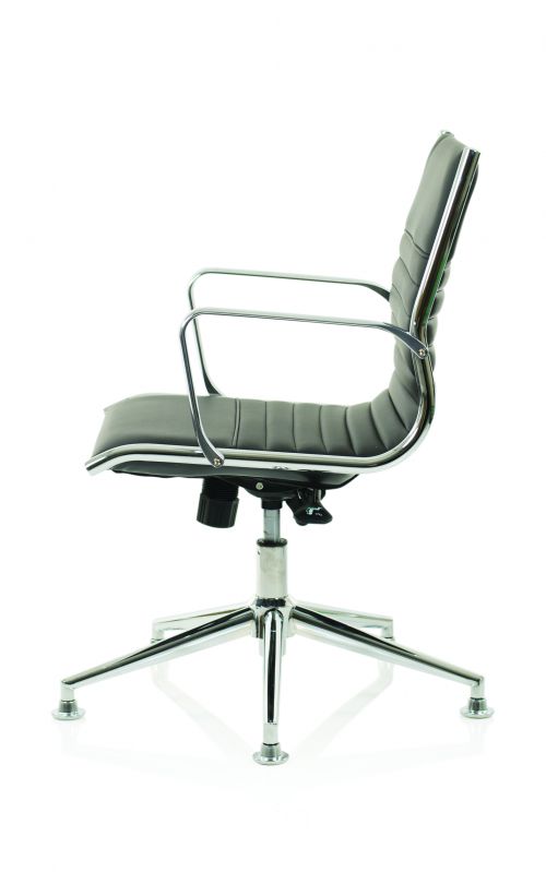 Ritz Executive Medium Back Chair Black Soft Bonded Leather With Chrome Glides KCUP1279