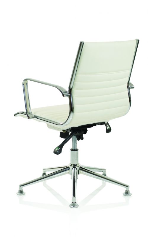 Ritz Executive Medium Back Chair Ivory Soft Bonded Leather With Chrome Glides KCUP1280