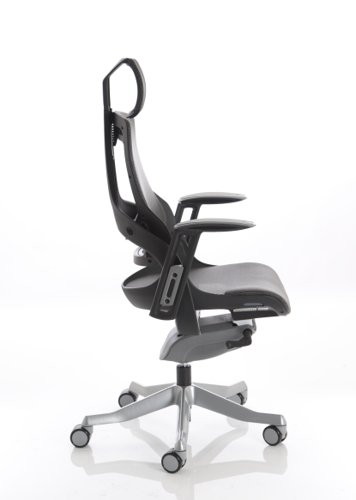 Adroit Zure Executive Chair With Headrest Black Frame Mesh Charcoal Ref KCUP1281