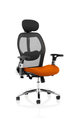 Sanderson II Upholstered Seat Only Tabasco Orange Mesh Back Chair