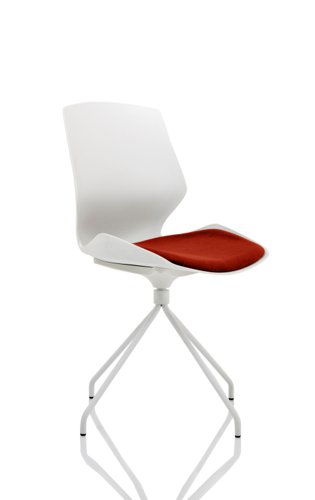 KCUP1526 Florence Spindle White Frame Visitor Chair in Bespoke Seat Ginseng Chilli