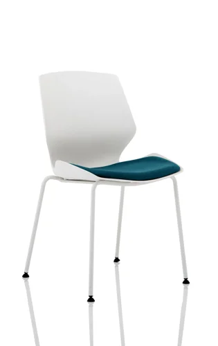 Florence White Frame Visitor Chair in Bespoke Seat Maringa Teal