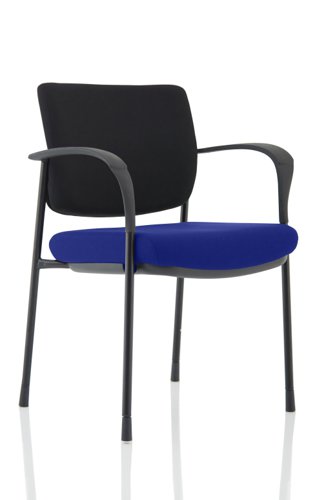 Brunswick Deluxe Black Fabric Back Black Frame Bespoke Colour Seat Stevia Blue With Arms Visitors Chairs KCUP1561