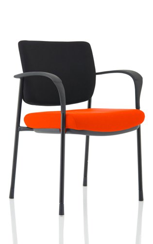 Brunswick Deluxe Black Fabric Back Black Frame Bespoke Colour Seat Tabasco Orange With Arms Visitors Chairs KCUP1562