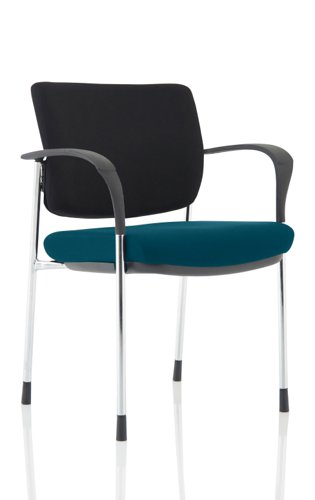 Brunswick Deluxe Black Fabric Back Chrome Frame Bespoke Colour Seat Maringa Teal With Arms Visitors Chairs KCUP1566