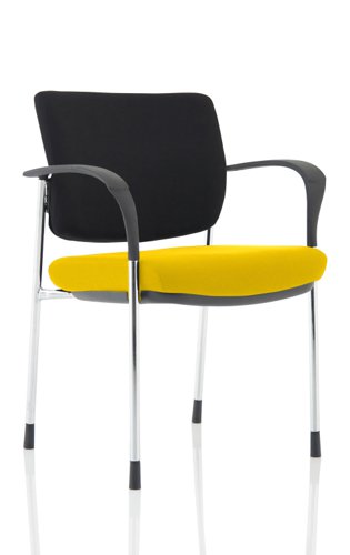 Brunswick Deluxe Black Fabric Back Chrome Frame Bespoke Colour Seat Senna Yellow With Arms Visitors Chairs KCUP1568